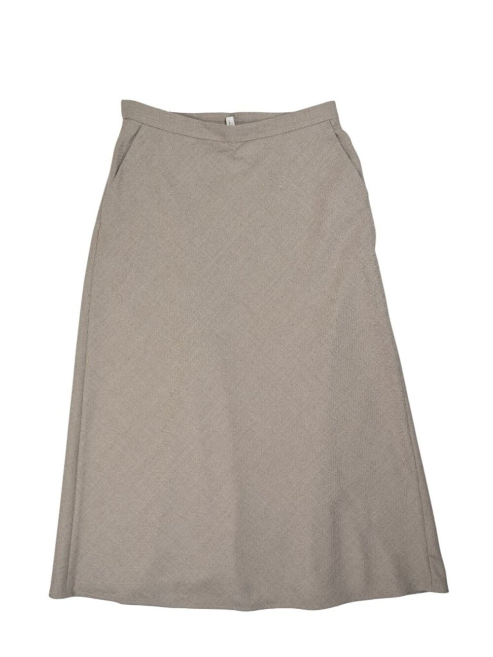 Lilysilk Mottled Silk-Wool A-Line Skirt in Pebble